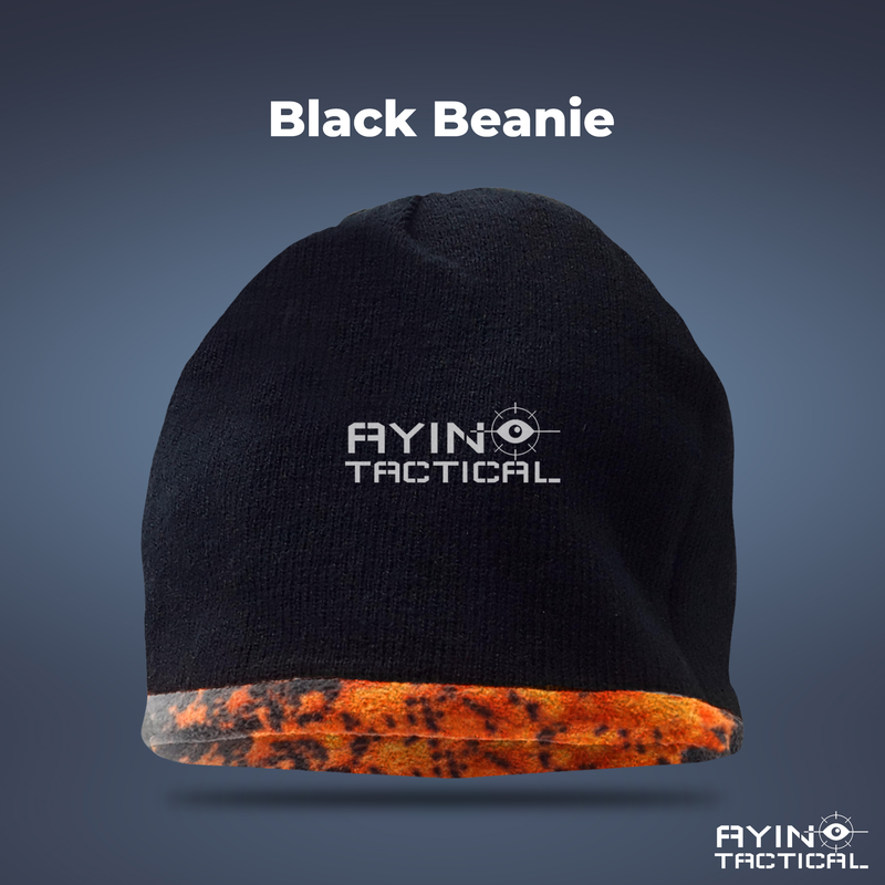 AYIN Hunting Beanie Hat, 2 in 1 Winter Knit Beanie for Men and Women, Reversable Black and Blaze Orange (Black/Digital Blaze Orange Camo)