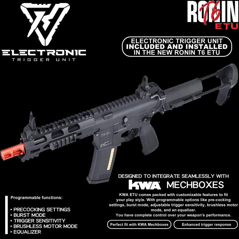 KWA Airsoft Rifle Ronin Series Automatic Electric AEG Airsoft Gun w/Upgraded V2 Gearbox, ETU Compatible, Quick Change Spring System, Full Metal Design