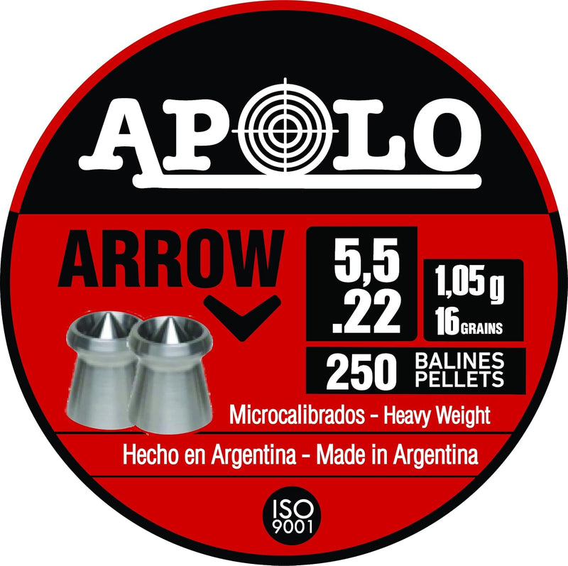 Apolo Arrow Airgun Pellets, 5.5mm, 22 Caliber, E19941, Silver