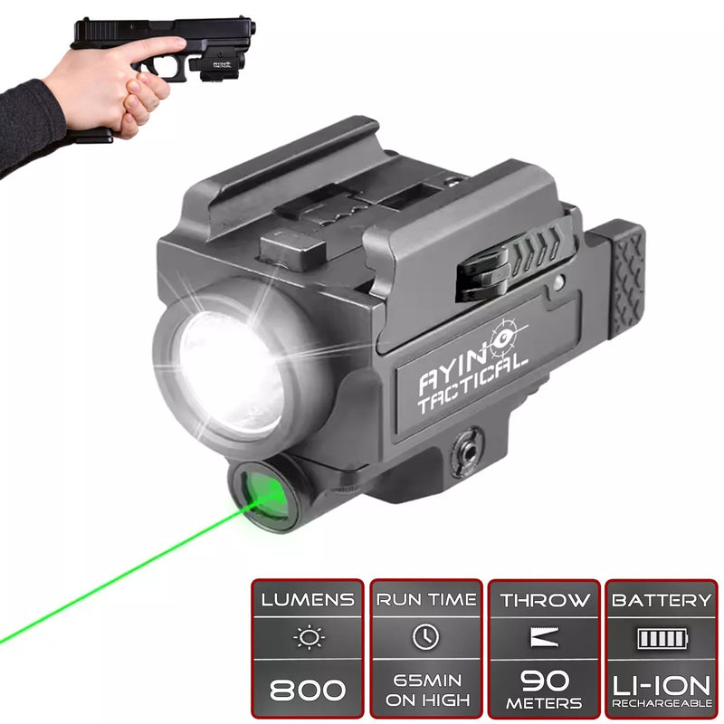 AYIN Tactical Weapon Light for Pistols and Rifles - Rechargeable Rail Mounted Flashlight with Quick Disconnect - Middletown Outdoors