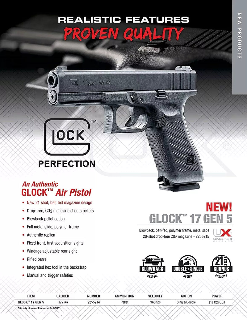 Umarex Glock 17 Gen 5 Air Pistol Pellet Gun - .177 Caliber (2255214)