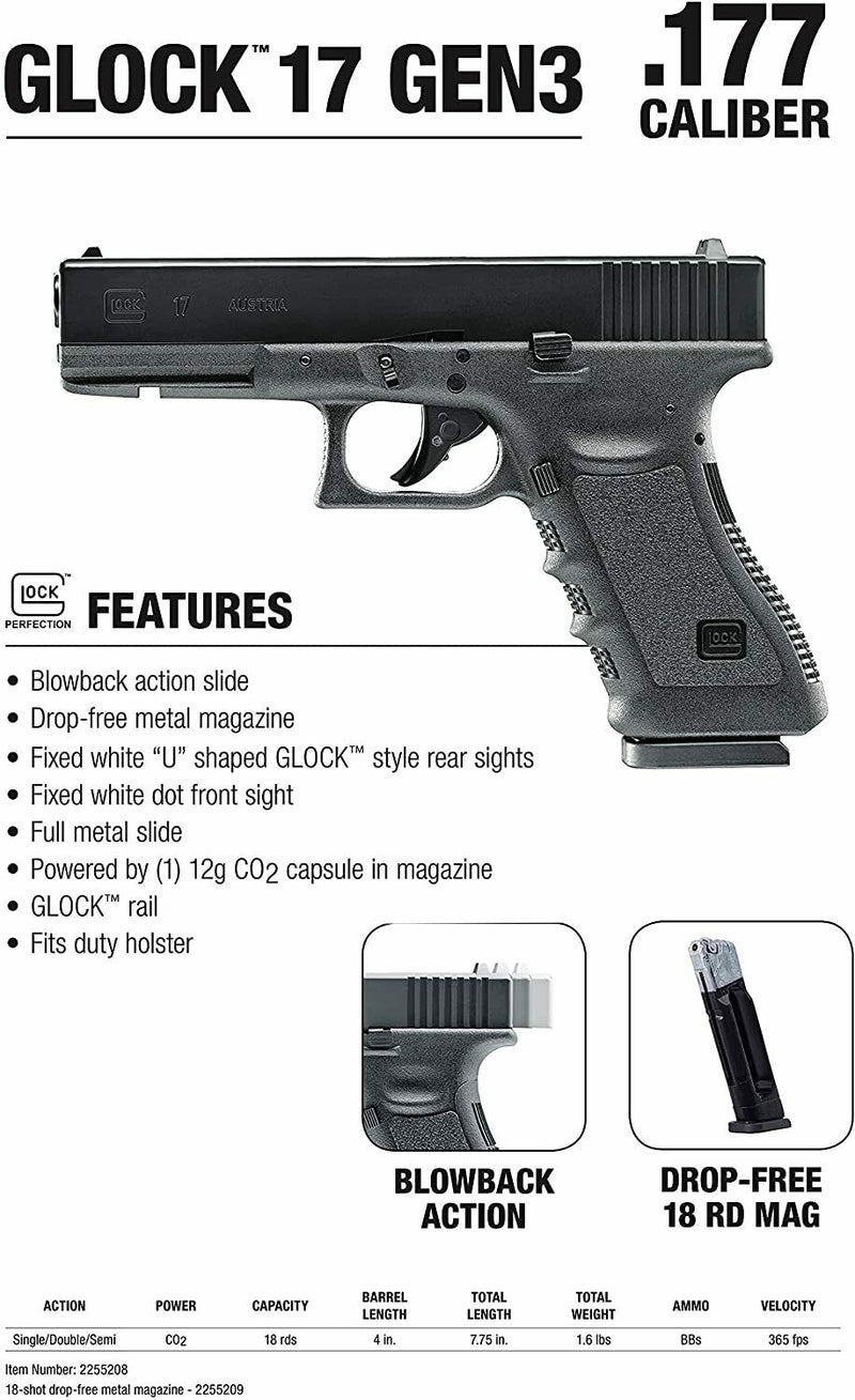  Umarex Glock 17 Gen4 Blowback 6mm BB Pistol Airsoft Gun,  23-Round Capacity : Sports & Outdoors